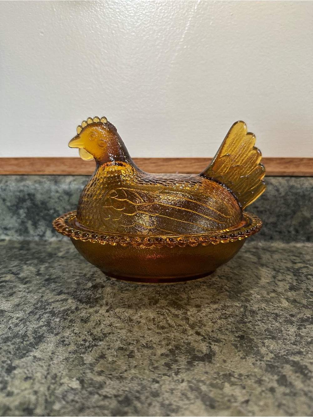 Indiana Glass Amber Hen on Nest